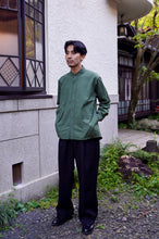 画像をギャラリービューアに読み込む, TAKAMINE ワークシャツ バンドカラー コットンウール (EDEN GREEN)