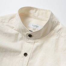 画像をギャラリービューアに読み込む, TAKAMINE ワークシャツ バンドカラー コットンシルクネップ(オフWHITE)