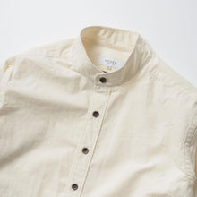 画像をギャラリービューアに読み込む, TAKAMINE ワークシャツ バンドカラー コットンシルクネップ(オフWHITE)