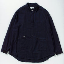 画像をギャラリービューアに読み込む, NORIKURA プルオーバー 袖リブ 綿麻ウール(NAVY)