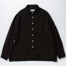 画像をギャラリービューアに読み込む, KAMIKOCHI ショート丈 レギュラーカラー 袖リブ 綿麻ウール(BLACK)