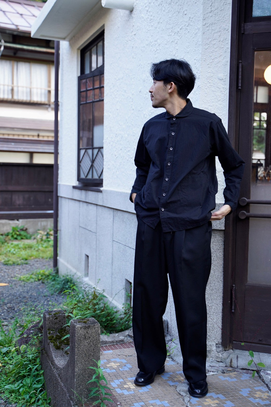 TAKAMINE ワークシャツ ヘチマカラー コットンウール （BLACK）